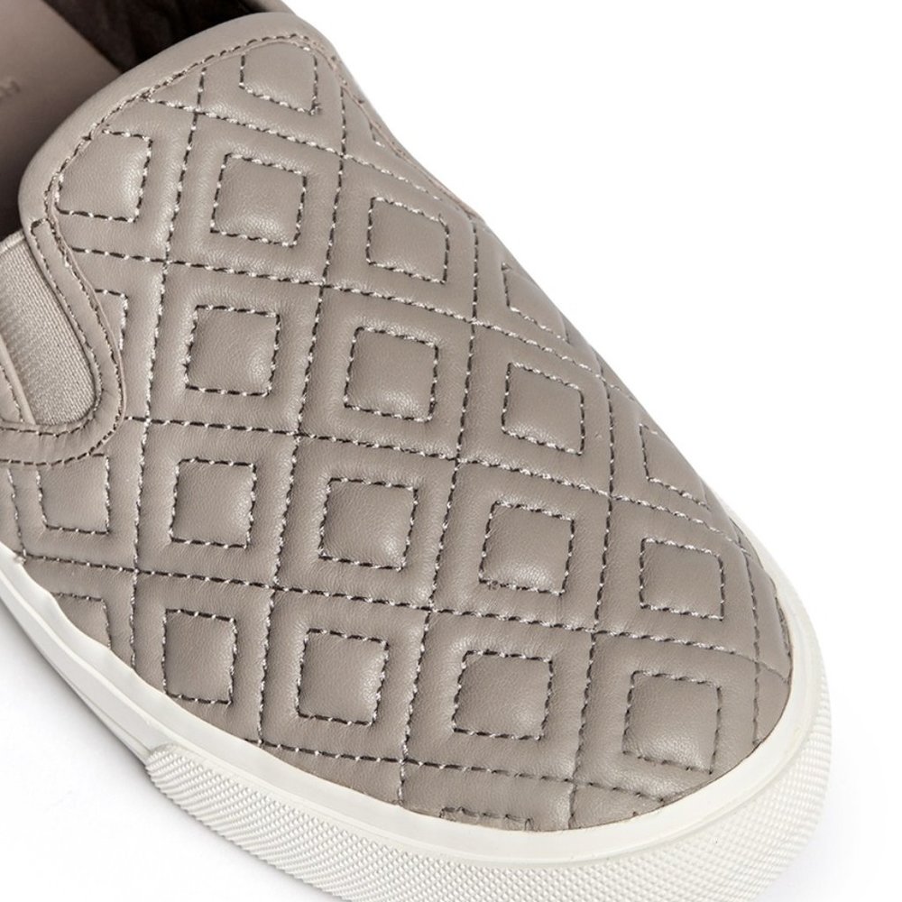 Tory Burch Grey Leather Slip On Sneakers